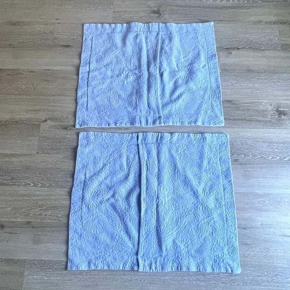 LL Bean Paisley Embroidered Standard Shams Blue 18